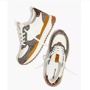 Madewell Leather Trainer Animal Print Sneakers